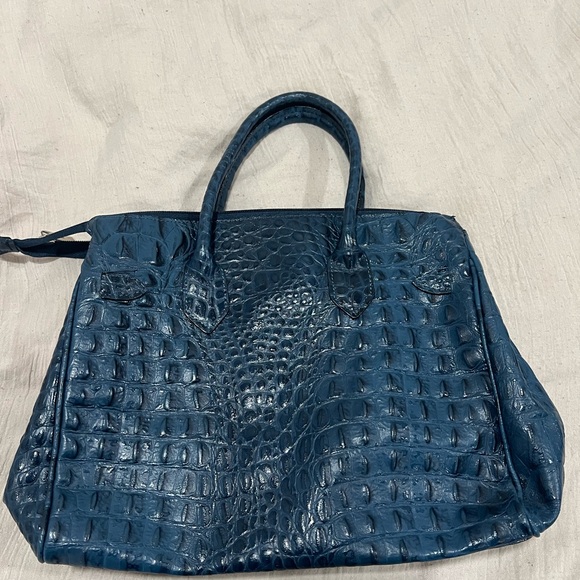 Borse In Pelle Luxurious Blue Crocodile-Embossed Bag - Picture 4 of 16